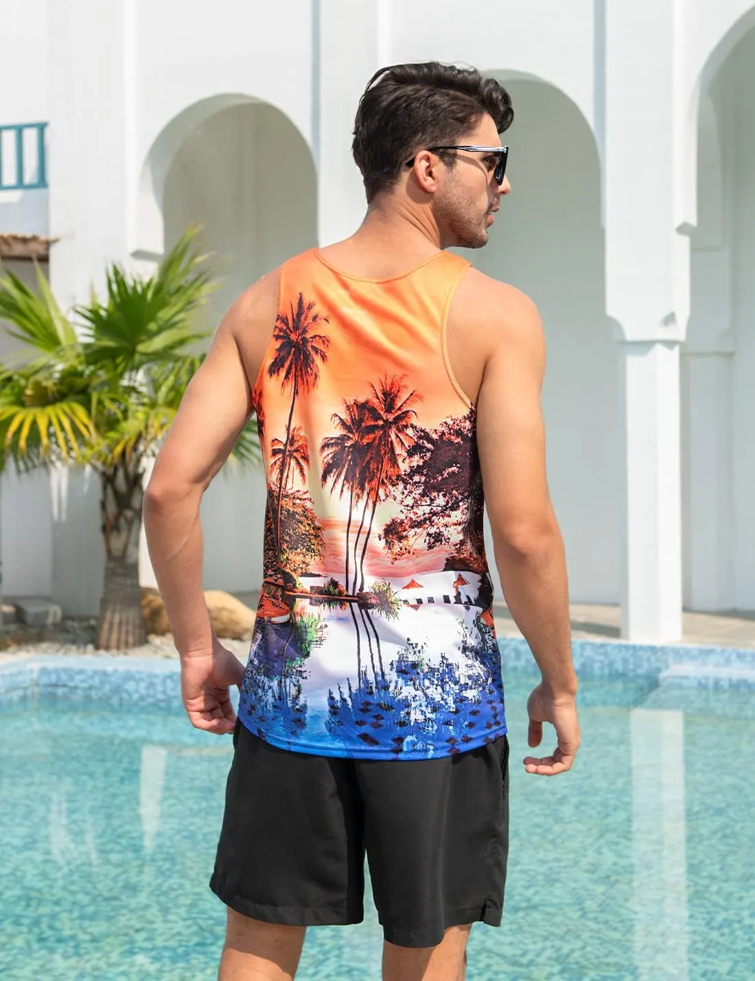 Goodstoworld Mens 3D Tank Top Novelty Graphic Breathable Quick Dry Sleeveless Beach Shirt S-4XL