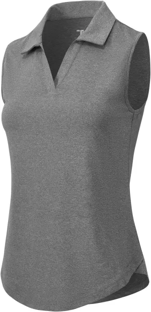 Gopune Women's Sleeveless Golf Polo Shirts Quick Dry Tennis Shirts Lightweight UPF 50  Collared V-Neck Tank Tops