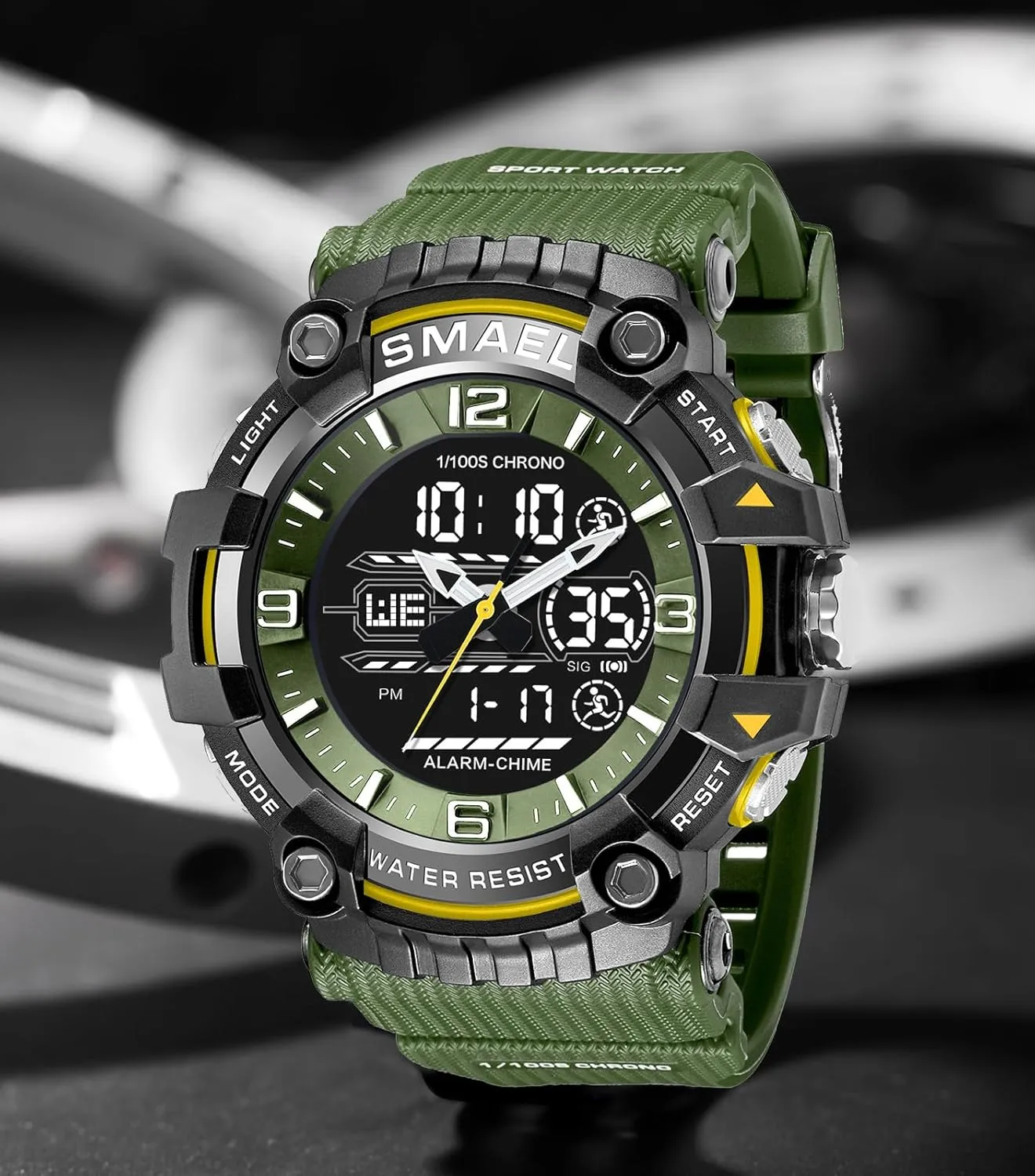 Gosasa Men Digital Sports Watch Waterproof Watch with Stopwatch Countdown Timer Alarm Function Dual Time Rubber Strap Wrist Watch for Men/Student