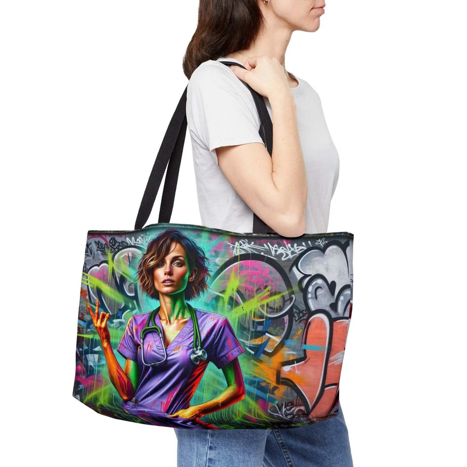 Graffiti Art Nurse Tote Bag