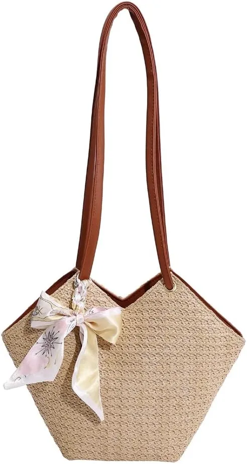 Grass Woven Shoulder Bag Large Capacity Handbag Bag for Adult Women Teenager Gril