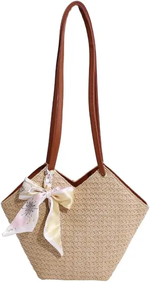 Grass Woven Shoulder Bag Large Capacity Handbag Bag for Adult Women Teenager Gril
