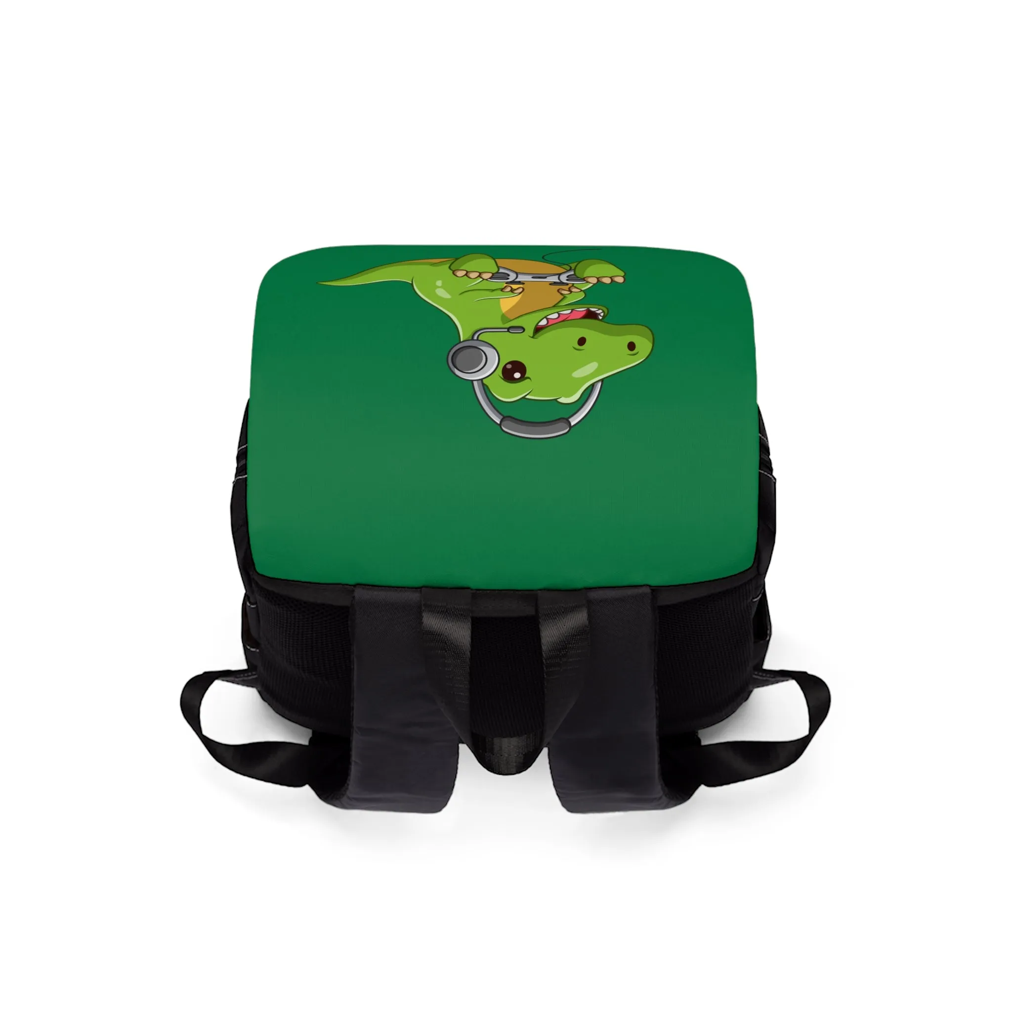 Green Dinosaur Playing Games Back to School Unisex Casual Shoulder Backpack