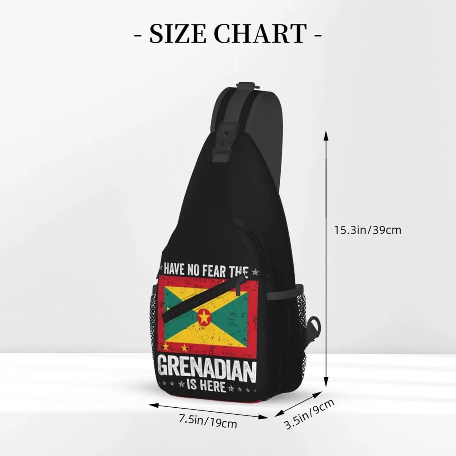 Grenada Flag Have No Fear The Grenadian Crossbody Bag Cross Chest Bag Adjustable Sling Backpack Sports Gym Shoulder Bags Travel Cycling Daypack Diagonally Casual Rucksack