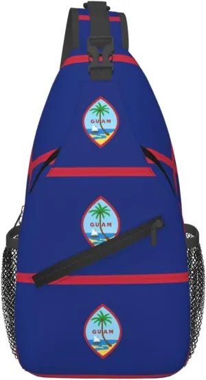 Guam Flag Crossbody Bag Cross Chest Bag Adjustable Sling Backpack Sports Gym Shoulder Bags Travel Cycling Daypack Diagonally Casual Rucksack