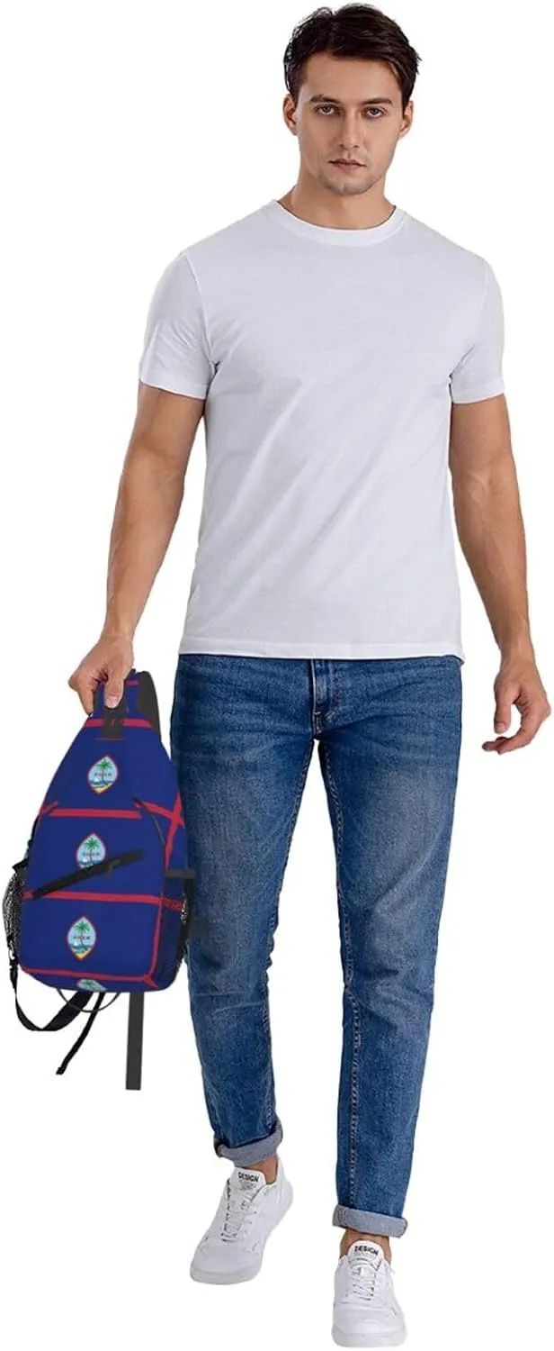 Guam Flag Crossbody Bag Cross Chest Bag Adjustable Sling Backpack Sports Gym Shoulder Bags Travel Cycling Daypack Diagonally Casual Rucksack