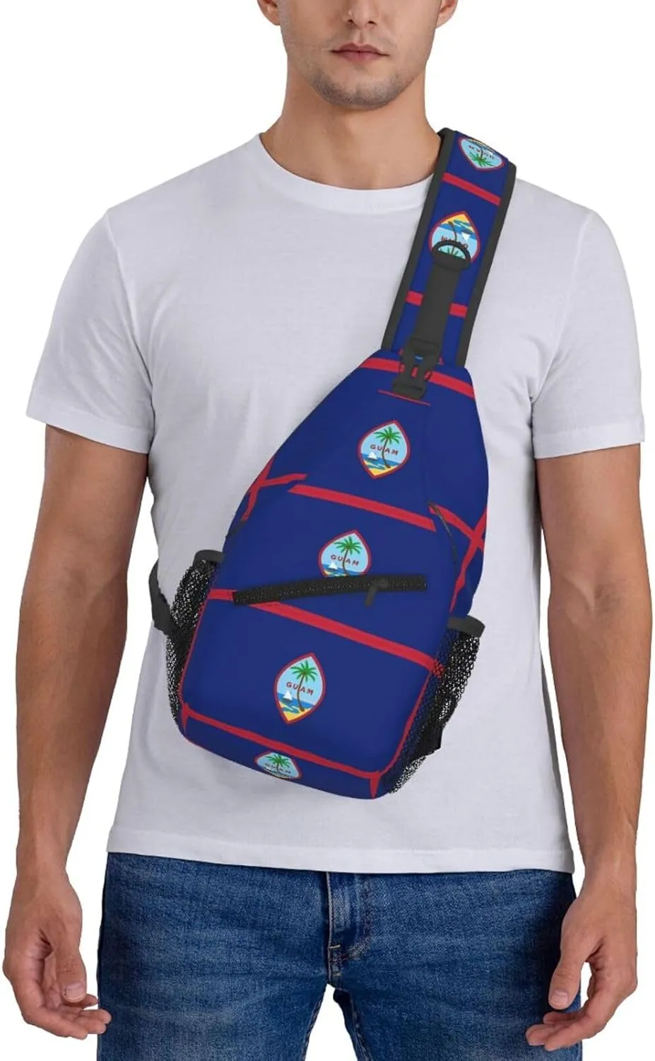 Guam Flag Crossbody Bag Cross Chest Bag Adjustable Sling Backpack Sports Gym Shoulder Bags Travel Cycling Daypack Diagonally Casual Rucksack