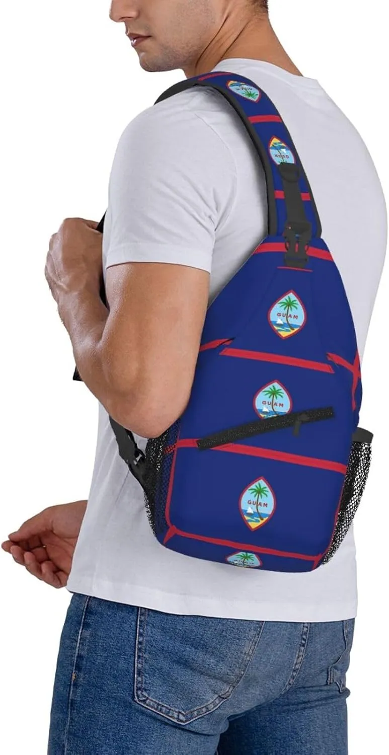 Guam Flag Crossbody Bag Cross Chest Bag Adjustable Sling Backpack Sports Gym Shoulder Bags Travel Cycling Daypack Diagonally Casual Rucksack