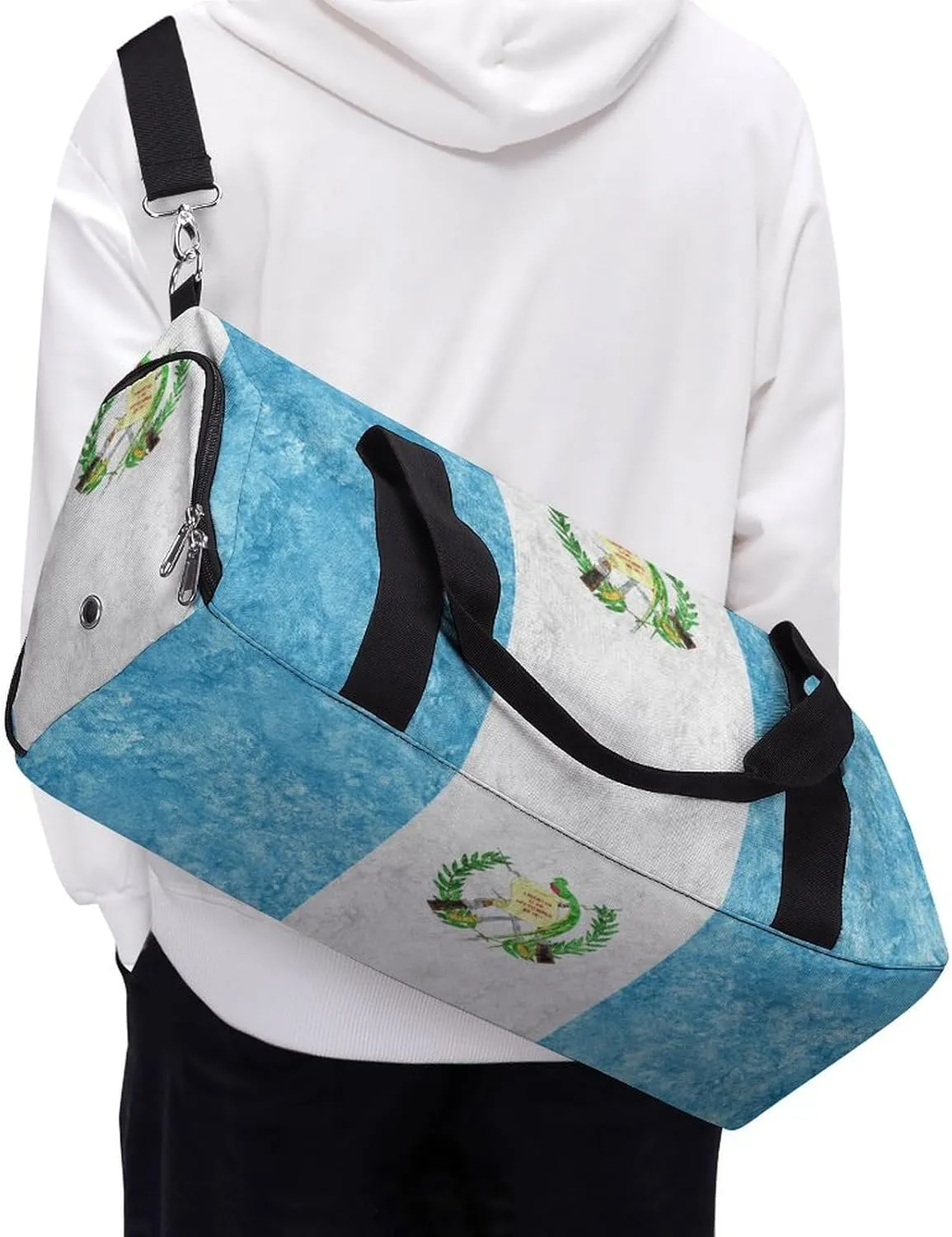 Guatemala Flag Textured Duffel Bag with Shoe Compartment and Wet Pocket Gym Weekender