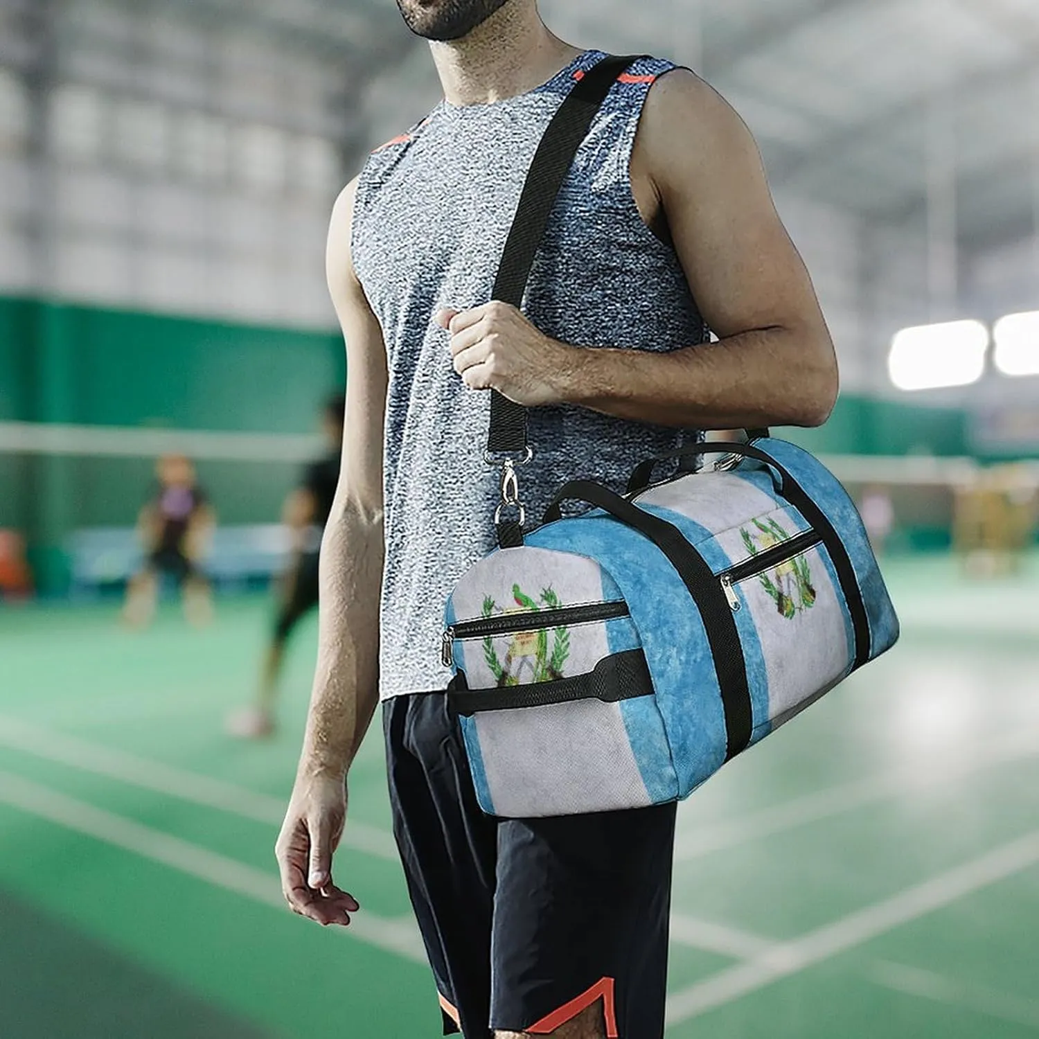 Guatemala Flag Textured Duffel Bag with Shoe Compartment and Wet Pocket Gym Weekender