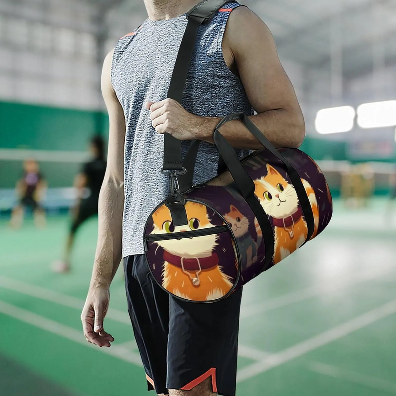 Gym Bag Cat Duffel Bag for Men Women Overnight Bag with Shoe Compartment Workout Bags