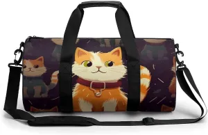 Gym Bag Cat Duffel Bag for Men Women Overnight Bag with Shoe Compartment Workout Bags