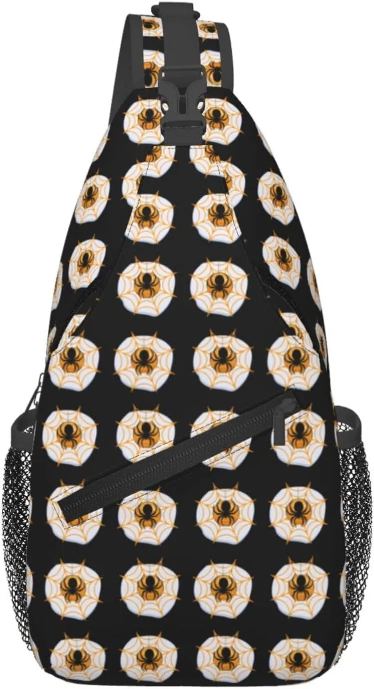 Halloween Eggs Boobs Spider Crossbody Bag Cross Chest Bag Adjustable Sling Backpack Sports Gym Shoulder Bags Travel Cycling Daypack Diagonally Casual Rucksack