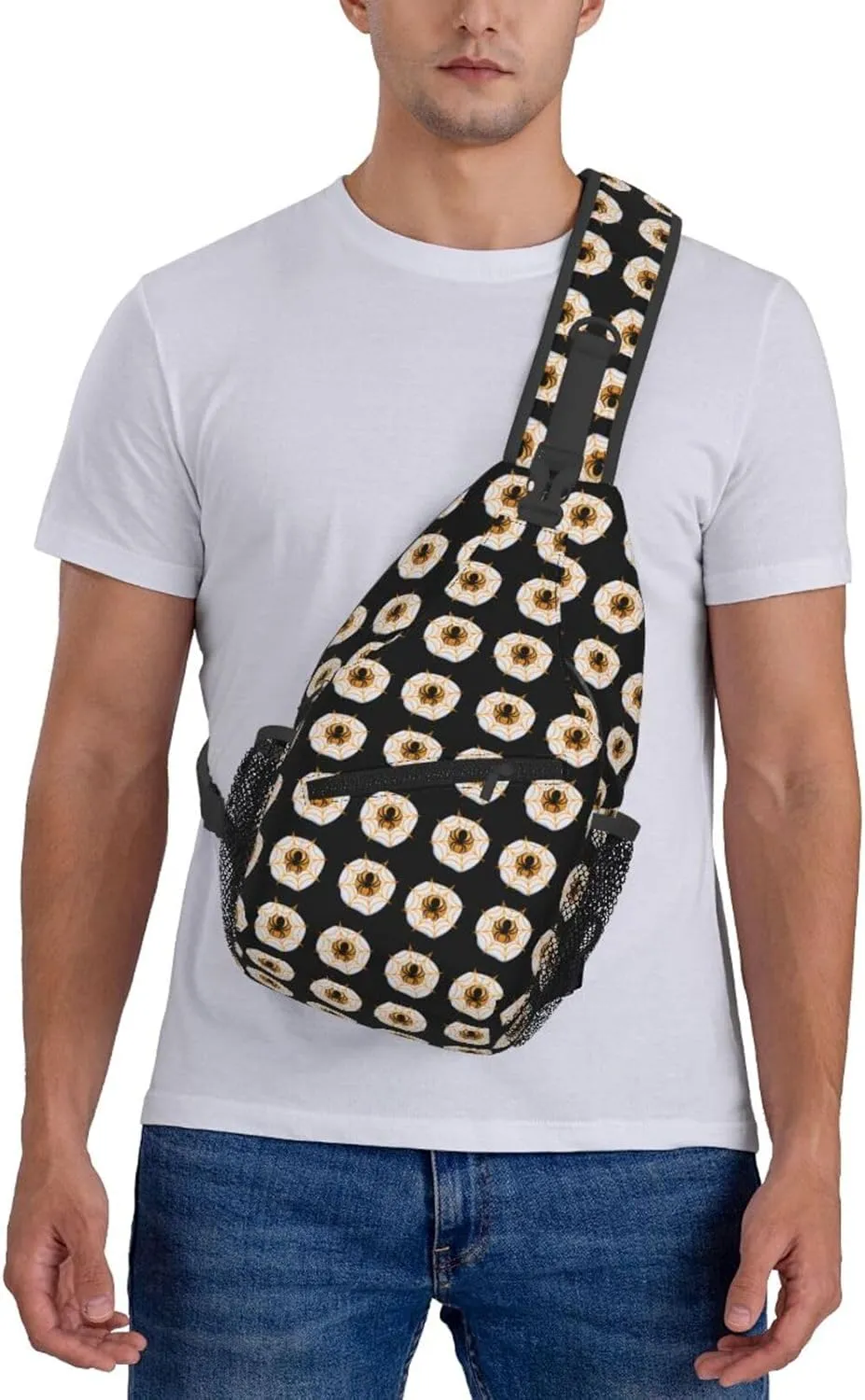 Halloween Eggs Boobs Spider Crossbody Bag Cross Chest Bag Adjustable Sling Backpack Sports Gym Shoulder Bags Travel Cycling Daypack Diagonally Casual Rucksack