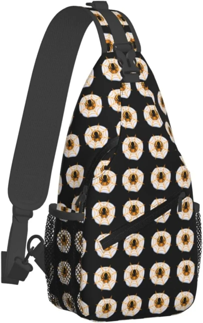 Halloween Eggs Boobs Spider Crossbody Bag Cross Chest Bag Adjustable Sling Backpack Sports Gym Shoulder Bags Travel Cycling Daypack Diagonally Casual Rucksack