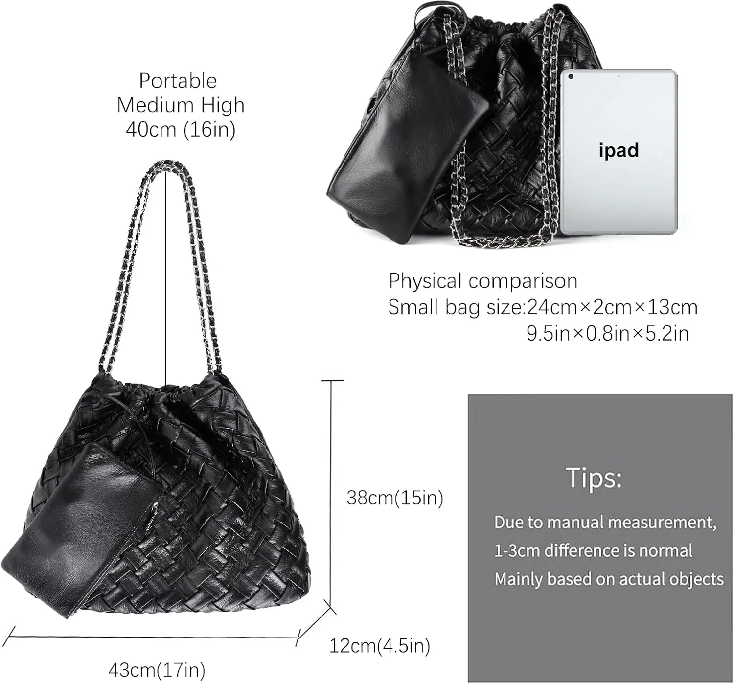 Hand Woven Tote for Women - Vegan Leather Handle Handbag, Travel Shoulder Bag, Hobo and Beach Bag With Purse