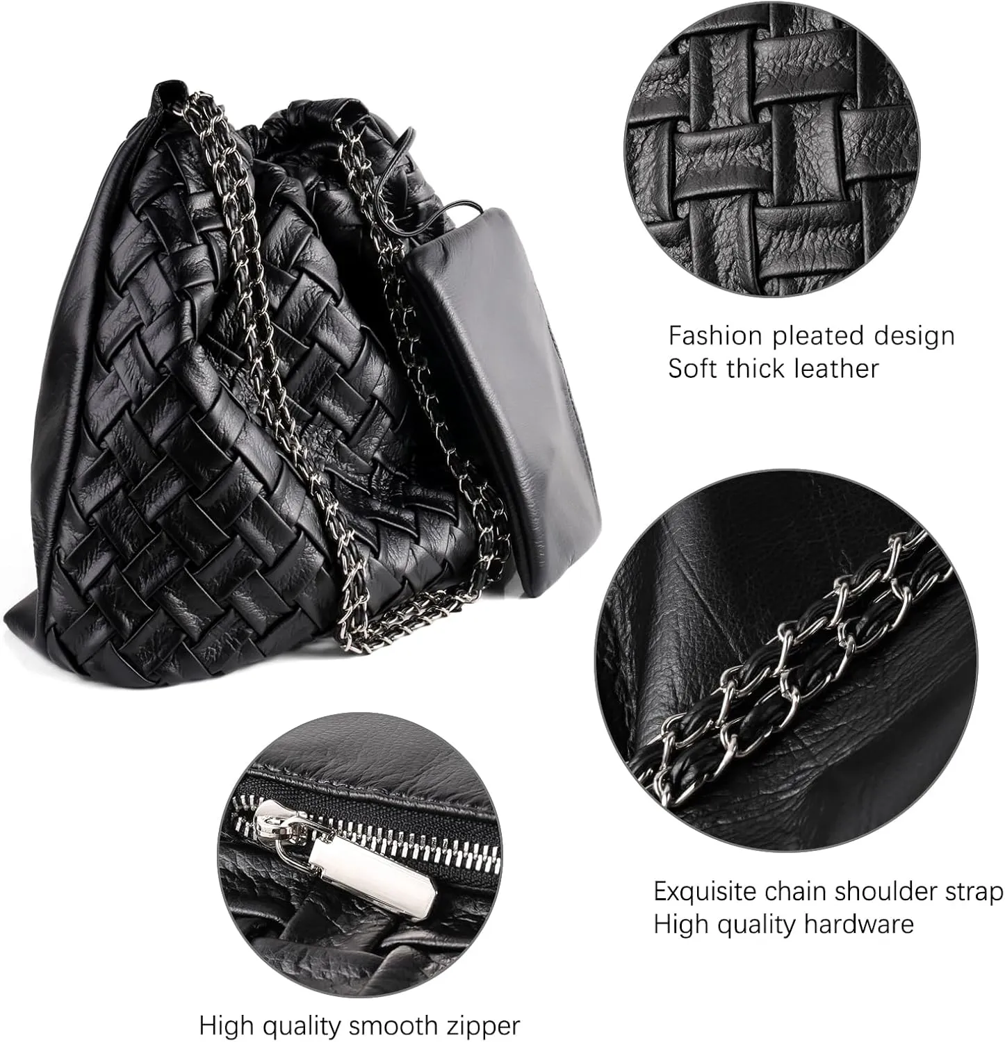 Hand Woven Tote for Women - Vegan Leather Handle Handbag, Travel Shoulder Bag, Hobo and Beach Bag With Purse