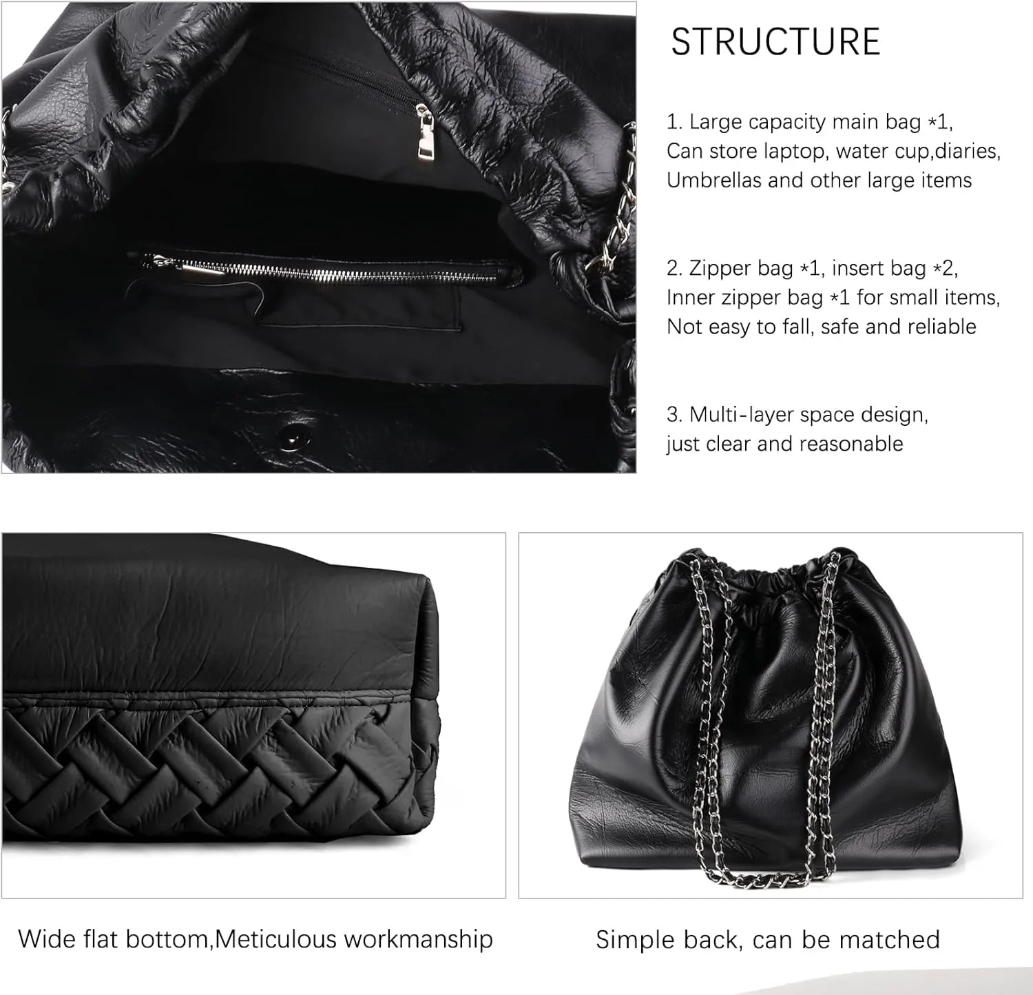 Hand Woven Tote for Women - Vegan Leather Handle Handbag, Travel Shoulder Bag, Hobo and Beach Bag With Purse