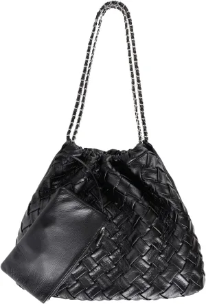 Hand Woven Tote for Women - Vegan Leather Handle Handbag, Travel Shoulder Bag, Hobo and Beach Bag With Purse