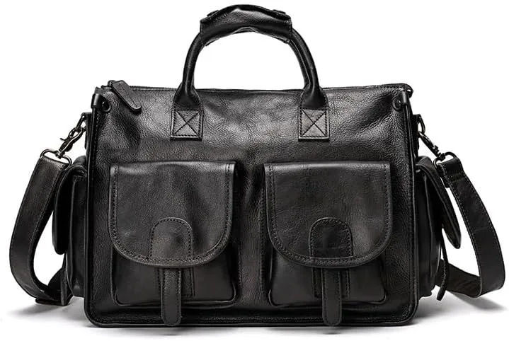 handbag Men's Leather Briefcas States Retro Handbag Compartment Shoulder Bag
