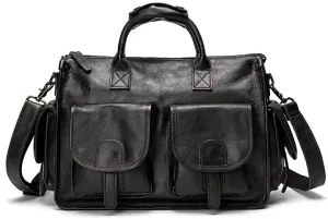 handbag Men's Leather Briefcas States Retro Handbag Compartment Shoulder Bag