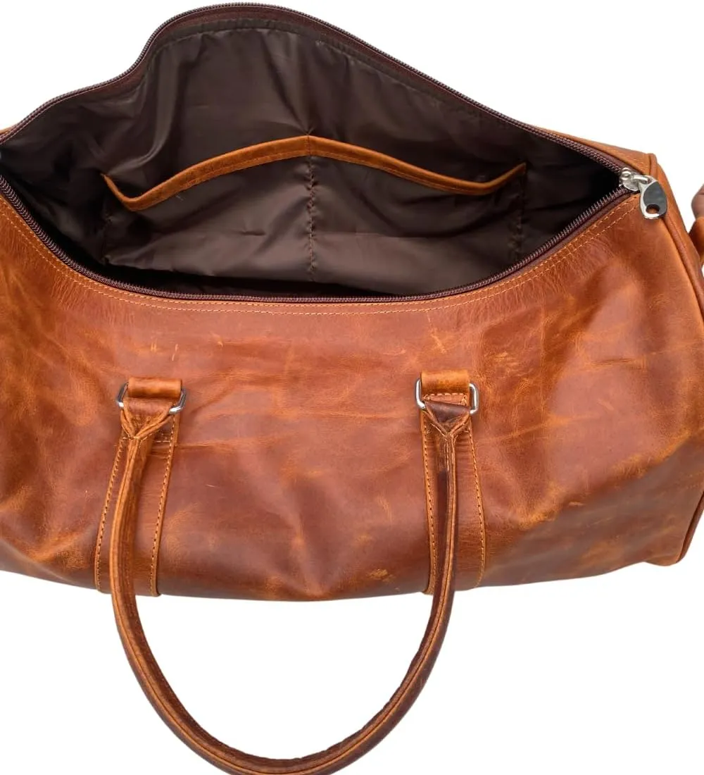 Handcrafted Leather Weekender Bag – Multi-Compartment Design for Travel,weekend outdoor sports gym Perfect for Men & Women