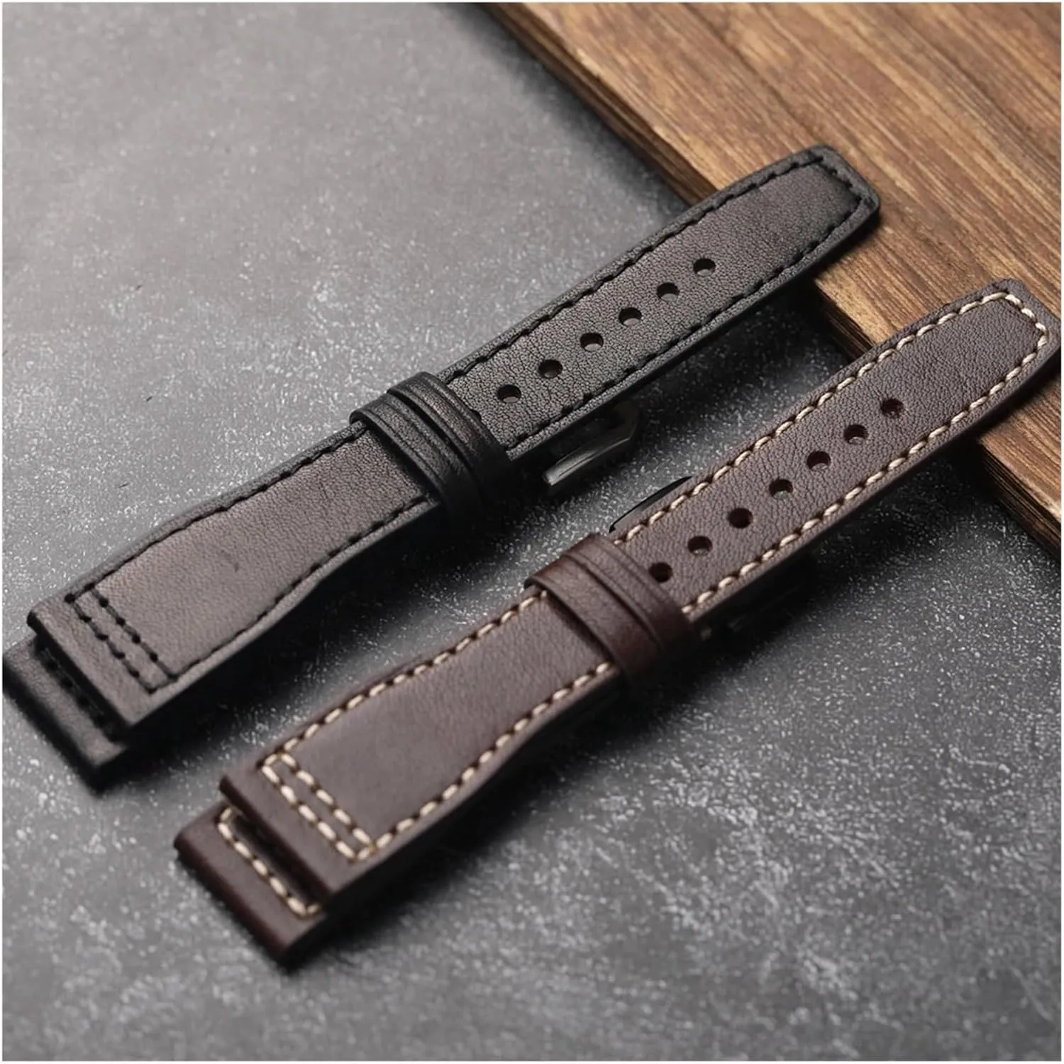 Handmade Fit Pilot's Head Cowhide Strap, 20MM 22MM 21MM Brown Black Men's Bracelet, Vintage Style Genuine Leather Watchband