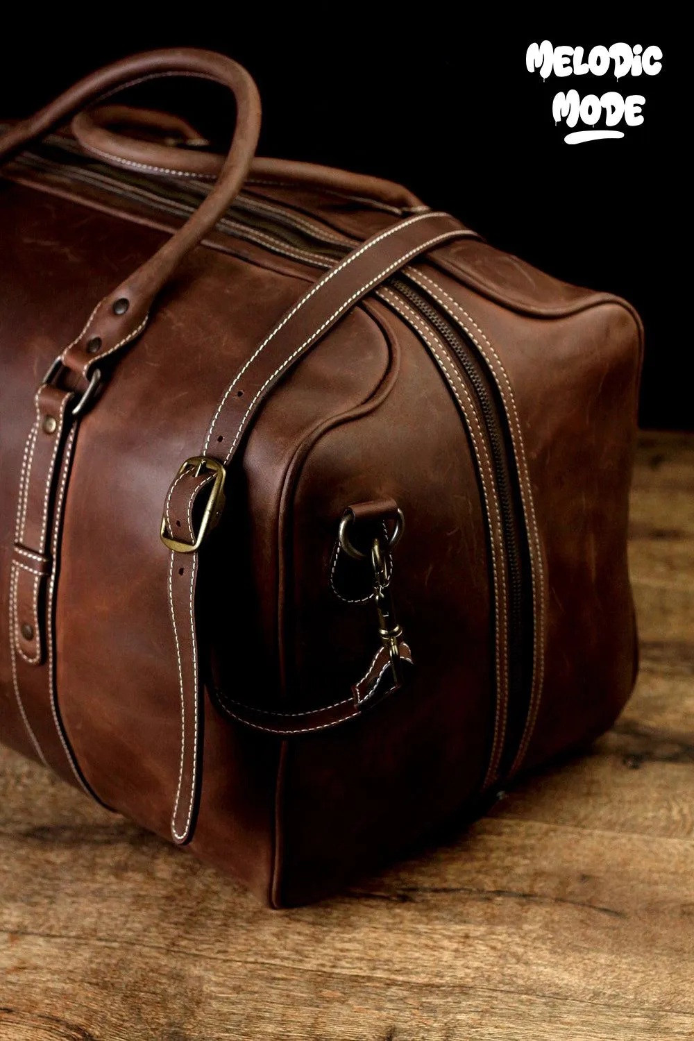 Handmade Genuine Leather Duffel Bag, Vintage Brown Weekend Travel Bag | Rustic Laptop Carryall with Adjustable Strap, Luxury Leather Holdall
