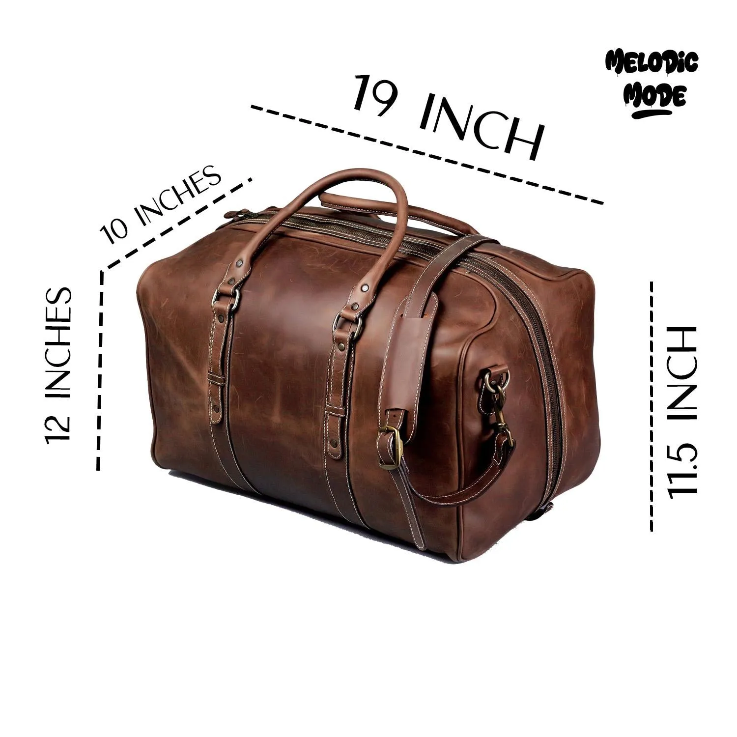 Handmade Genuine Leather Duffel Bag, Vintage Brown Weekend Travel Bag | Rustic Laptop Carryall with Adjustable Strap, Luxury Leather Holdall