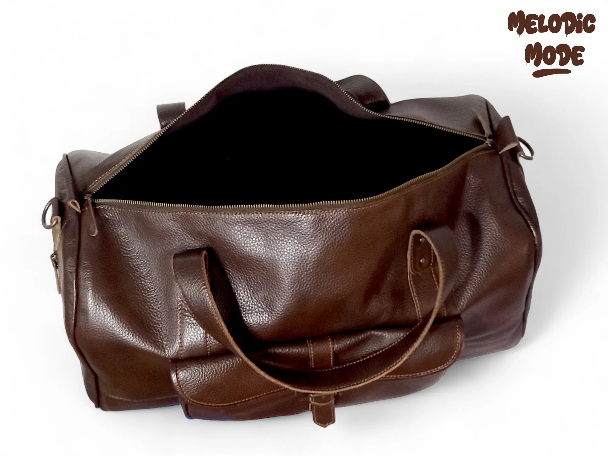 Handmade Genuine Leather Duffel Bag – Vintage Weekender Travel Bag for Men & Women, Spacious Overnight Carry-On with Buckle Pocket