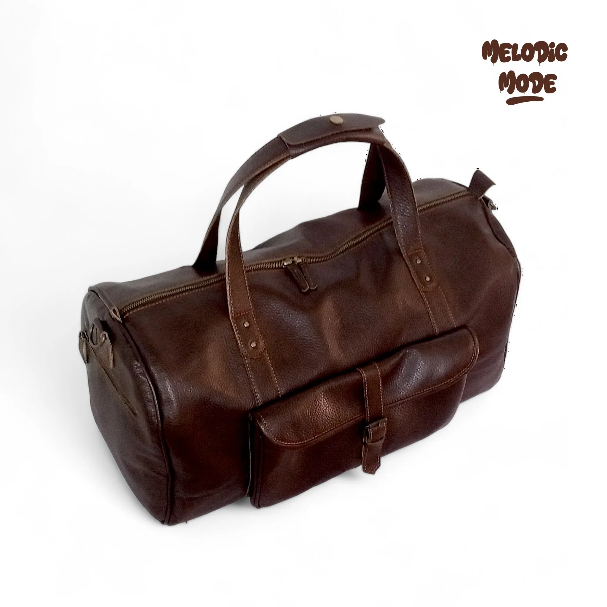 Handmade Genuine Leather Duffel Bag – Vintage Weekender Travel Bag for Men & Women, Spacious Overnight Carry-On with Buckle Pocket