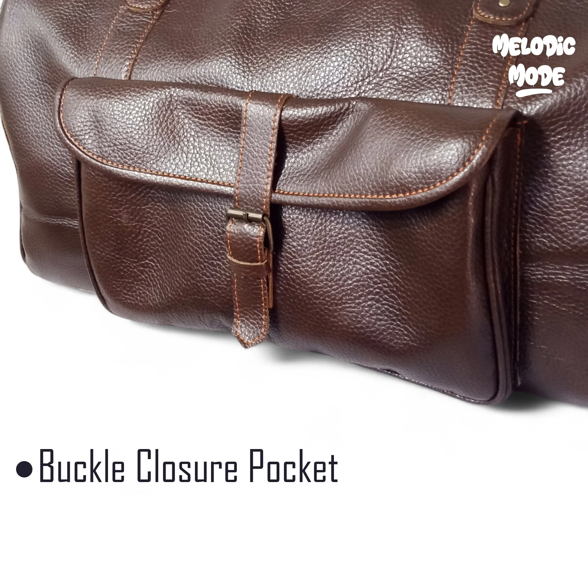 Handmade Genuine Leather Duffel Bag – Vintage Weekender Travel Bag for Men & Women, Spacious Overnight Carry-On with Buckle Pocket