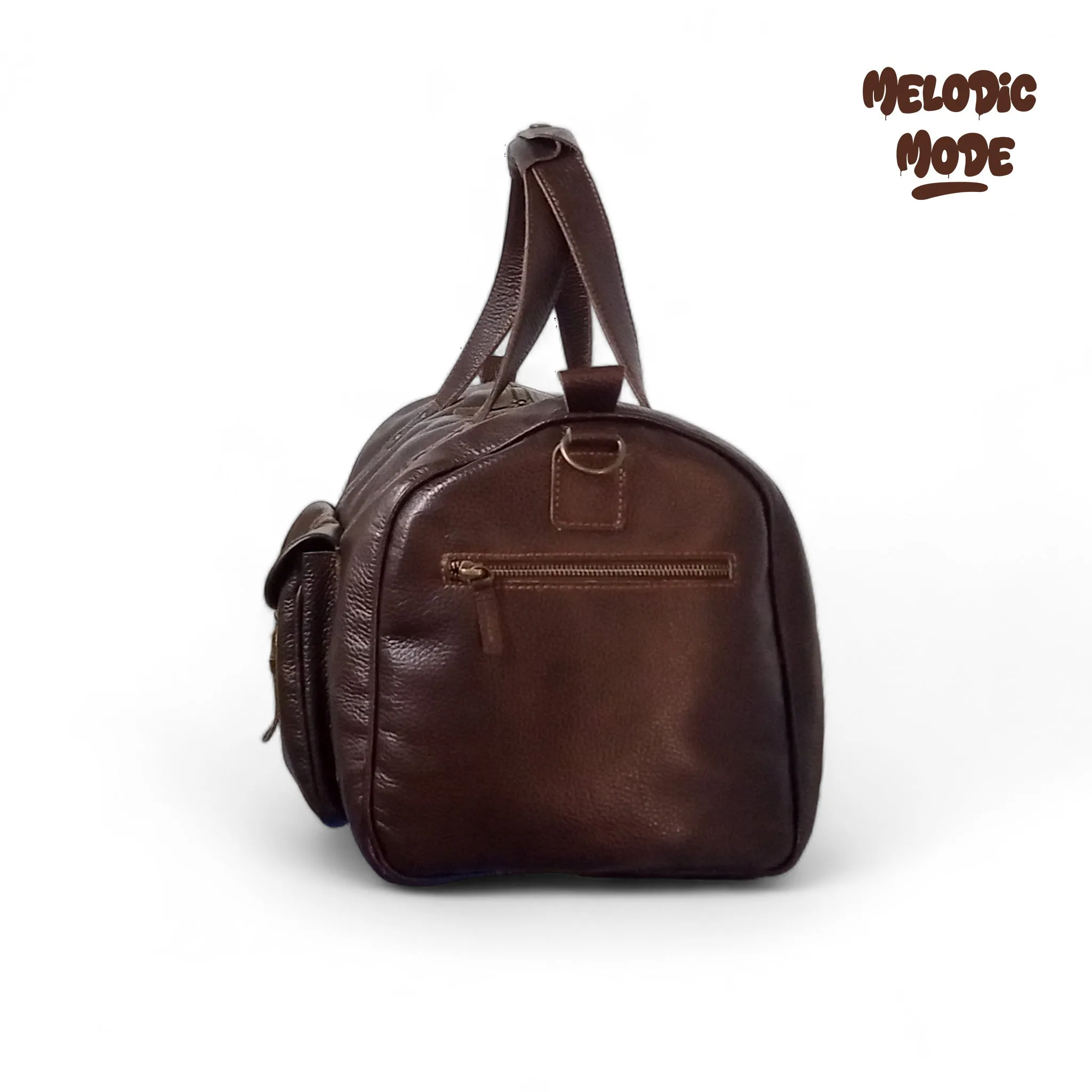 Handmade Genuine Leather Duffel Bag – Vintage Weekender Travel Bag for Men & Women, Spacious Overnight Carry-On with Buckle Pocket