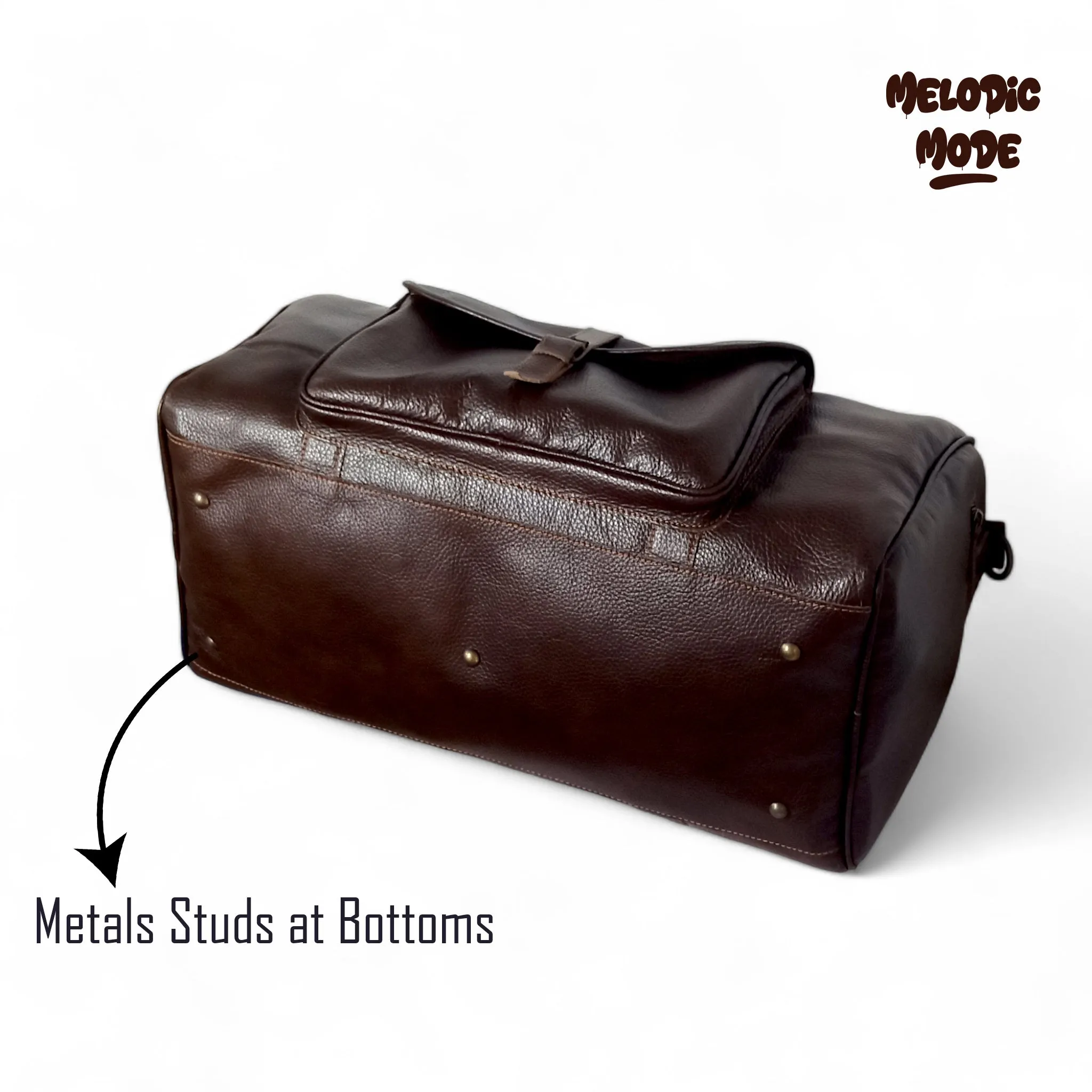 Handmade Genuine Leather Duffel Bag – Vintage Weekender Travel Bag for Men & Women, Spacious Overnight Carry-On with Buckle Pocket
