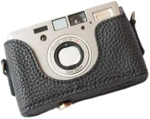 Handmade Genuine Real Leather Half Camera Case Bag Cover for Contax T3 Black