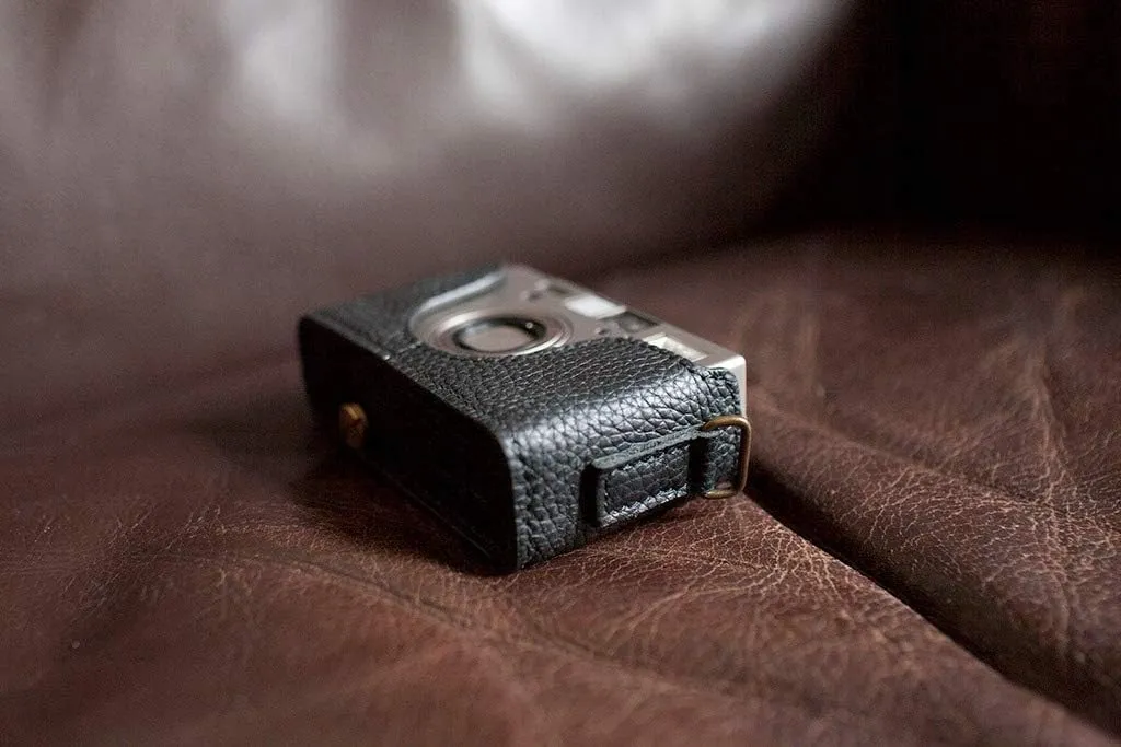 Handmade Genuine Real Leather Half Camera Case Bag Cover for Contax T3 Black