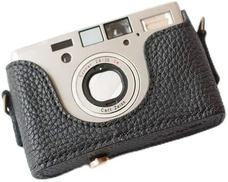 Handmade Genuine Real Leather Half Camera Case Bag Cover for Contax T3 Black