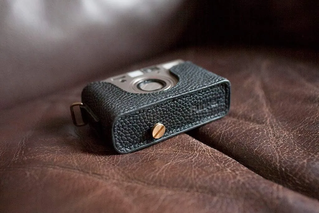 Handmade Genuine Real Leather Half Camera Case Bag Cover for Contax T3 Black