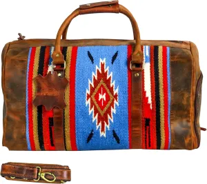 Handmade Premium Duffle Bag leather heavy duty Gym Sports Airplane Overnight Luggage Carry On Unisex Travel woven Rug Bag Wollen Bag Gift His/Her (RUG DUFFLE BAG MODULE_04)