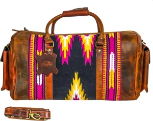 Handmade Premium Duffle Bag leather heavy duty Gym Sports Airplane Overnight Luggage Carry On Unisex Travel woven Rug Bag Wollen Hand Bag Gift for His/Her_08