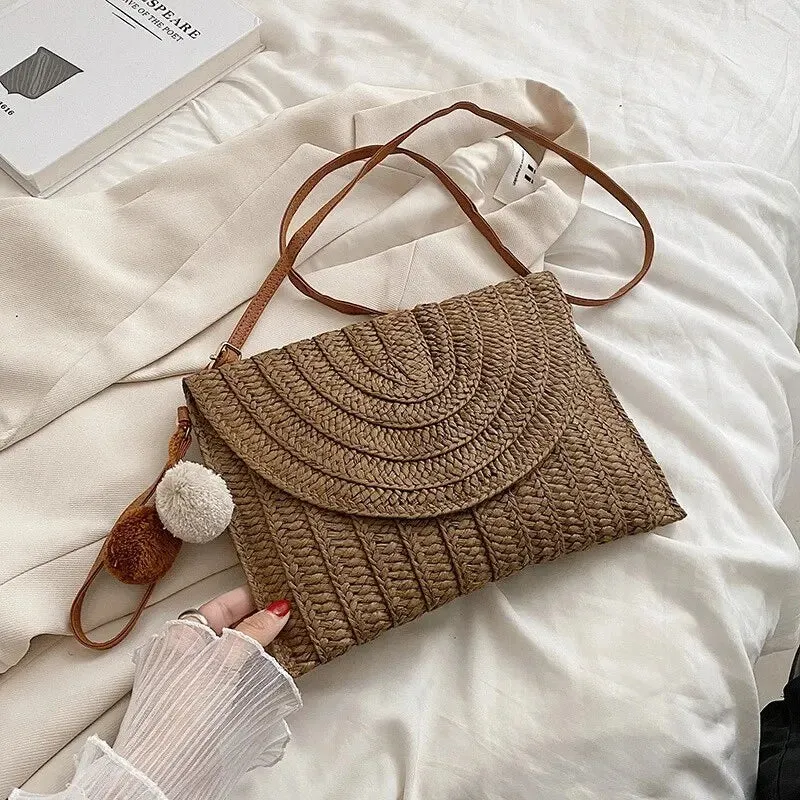 Handmade Straw Beach Shoulder Crossbody Bag