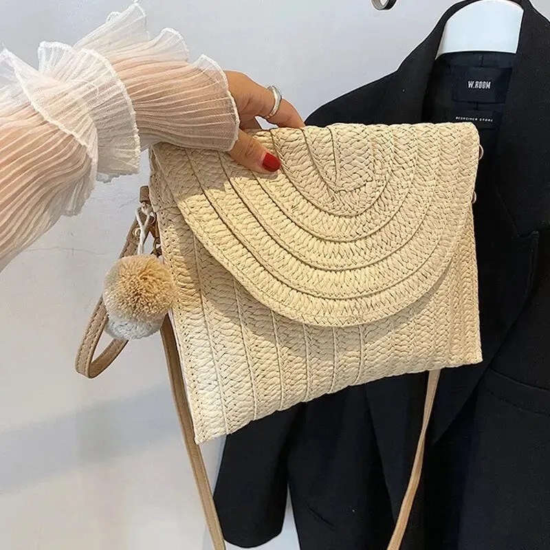 Handmade Straw Beach Shoulder Crossbody Bag