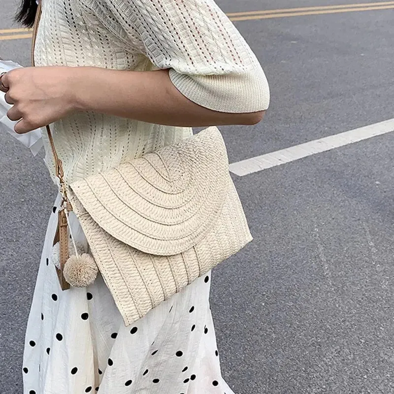 Handmade Straw Beach Shoulder Crossbody Bag