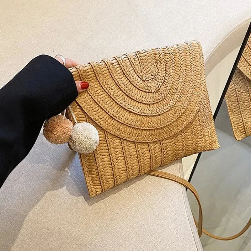 Handmade Straw Beach Shoulder Crossbody Bag