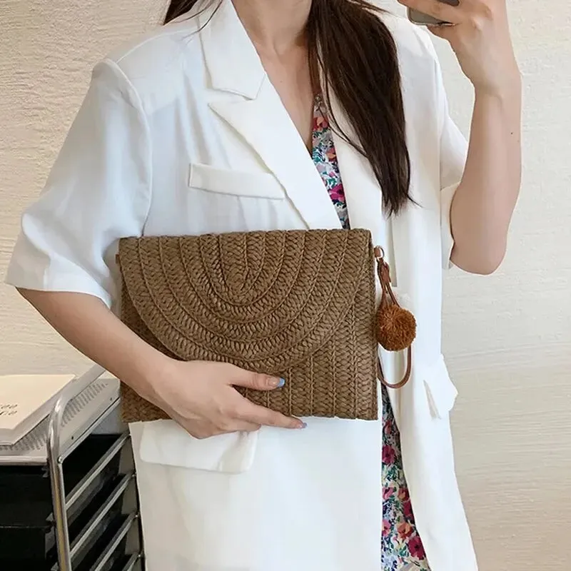 Handmade Straw Beach Shoulder Crossbody Bag