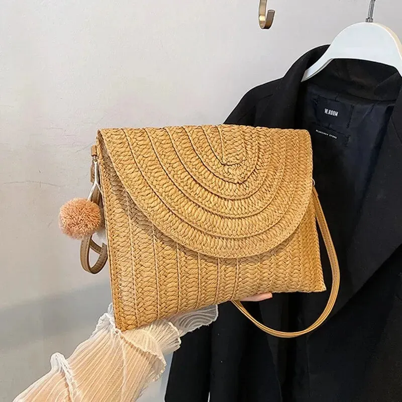 Handmade Straw Beach Shoulder Crossbody Bag