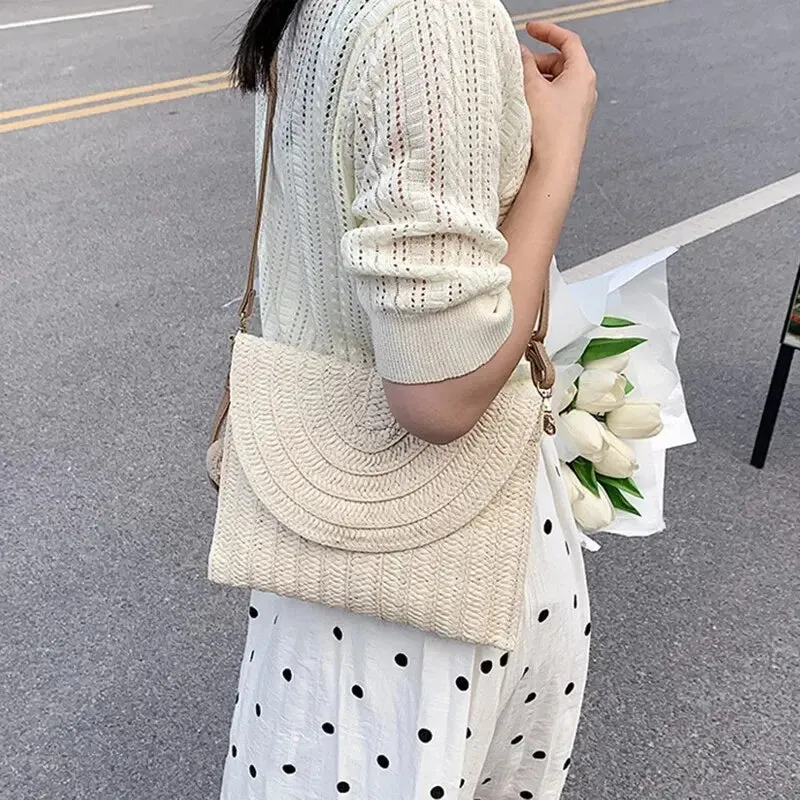 Handmade Straw Beach Shoulder Crossbody Bag