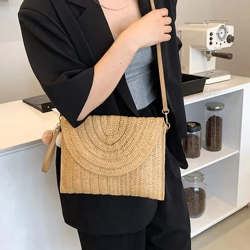 Handmade Straw Beach Shoulder Crossbody Bag