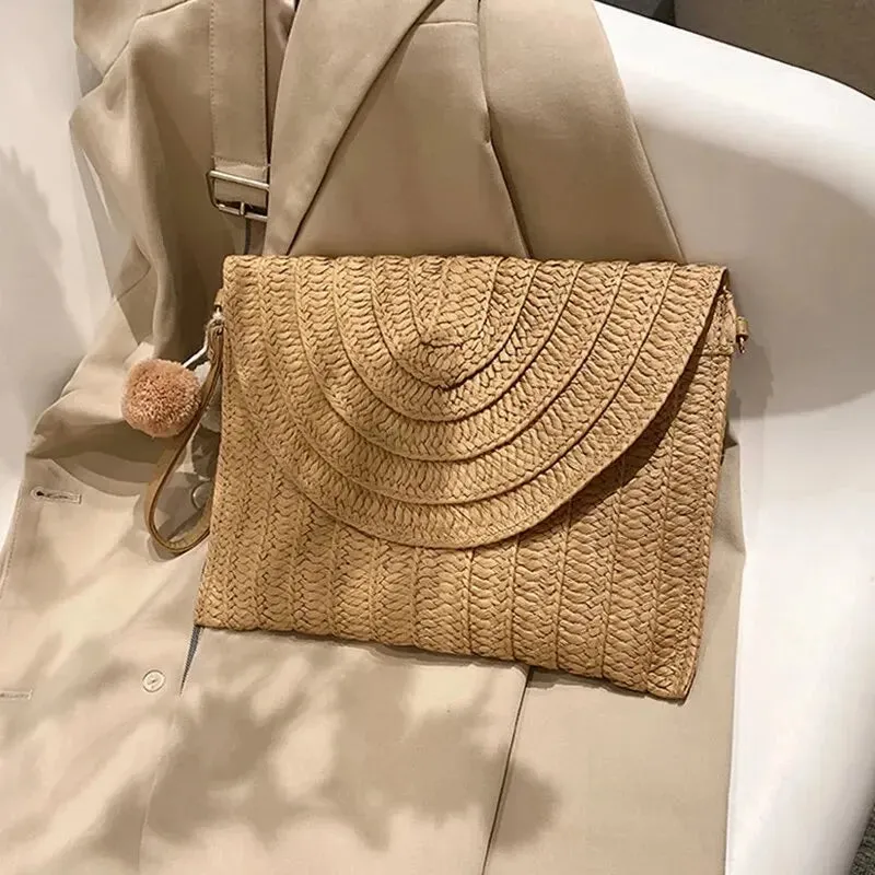 Handmade Straw Beach Shoulder Crossbody Bag