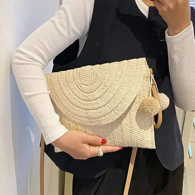 Handmade Straw Beach Shoulder Crossbody Bag